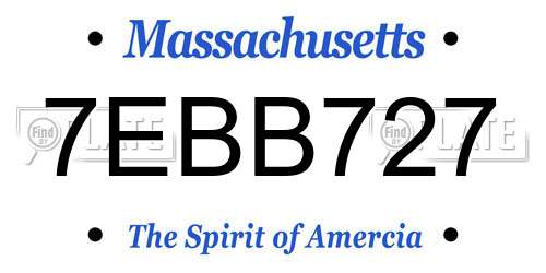 7EBB727 Massachusetts License Plate