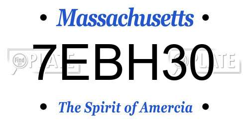 7EBH30 Massachusetts License Plate