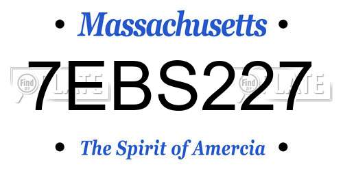 7EBS227 Massachusetts License Plate