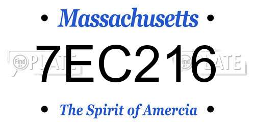 7EC216 Massachusetts License Plate