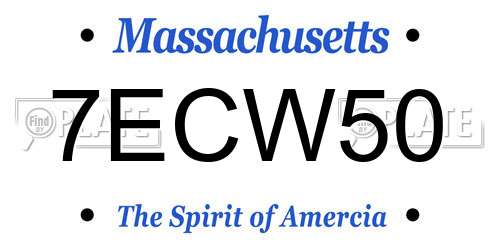 7ECW50 Massachusetts License Plate