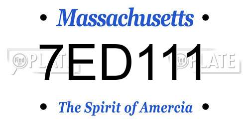 7ED111 Massachusetts License Plate
