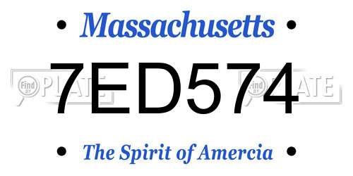 7ED574 Massachusetts License Plate