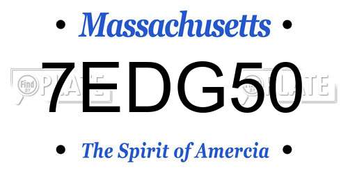 7EDG50 Massachusetts License Plate
