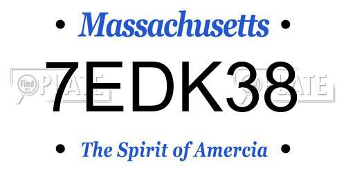 7EDK38 Massachusetts License Plate