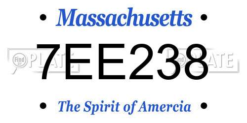7EE238 Massachusetts License Plate