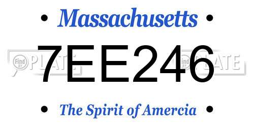 7EE246 Massachusetts License Plate