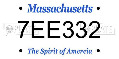 7EE332 Massachusetts License Plate