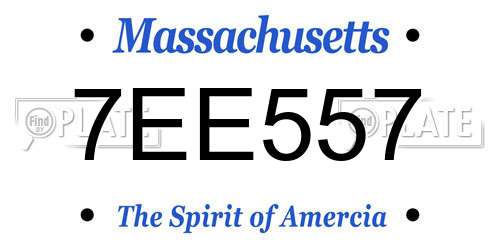 7EE557 Massachusetts License Plate