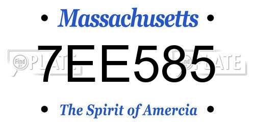 7EE585 Massachusetts License Plate