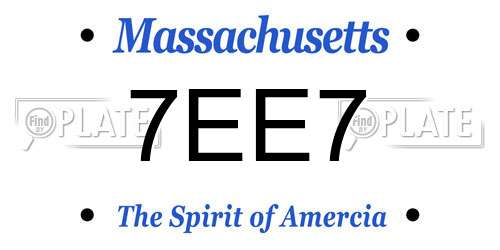 7EE7 Massachusetts License Plate