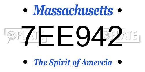 7EE942 Massachusetts License Plate