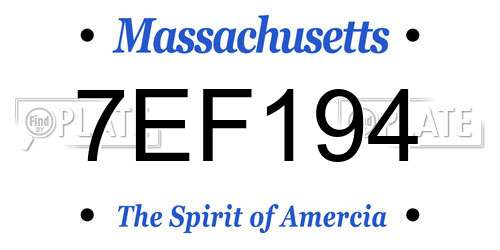 7EF194 Massachusetts License Plate