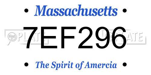 7EF296 Massachusetts License Plate