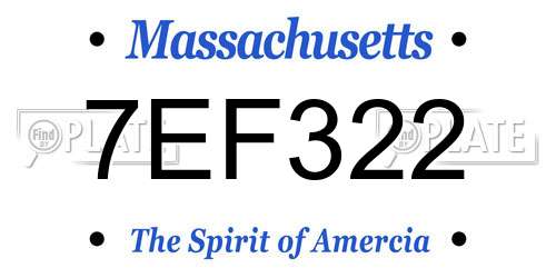 7EF322 Massachusetts License Plate