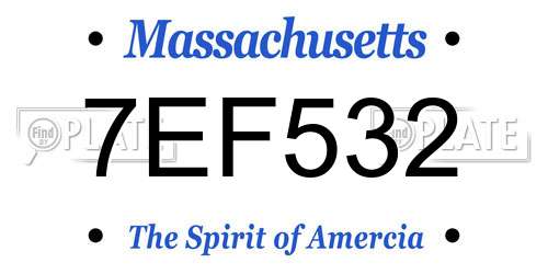 7EF532 Massachusetts License Plate