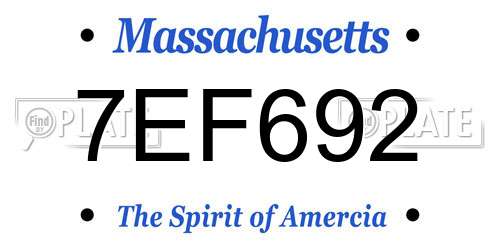 7EF692 Massachusetts License Plate