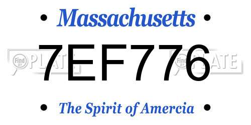 7EF776 Massachusetts License Plate