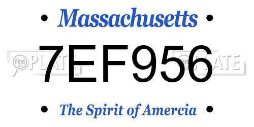 7EF956 Massachusetts License Plate