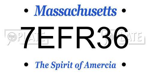 7EFR36 Massachusetts License Plate