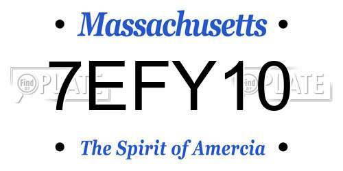 7EFY10 Massachusetts License Plate