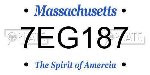 7EG187 Massachusetts License Plate