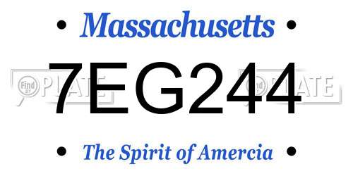 7EG244 Massachusetts License Plate
