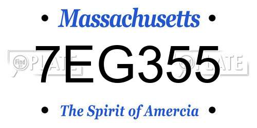 7EG355 Massachusetts License Plate