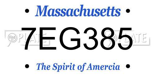 7EG385 Massachusetts License Plate