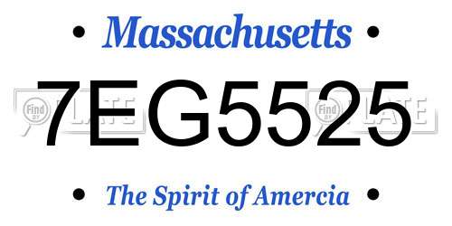 7EG5525 Massachusetts License Plate