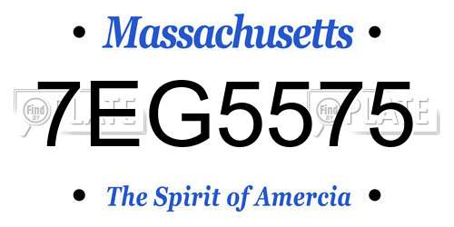 7EG5575 Massachusetts License Plate