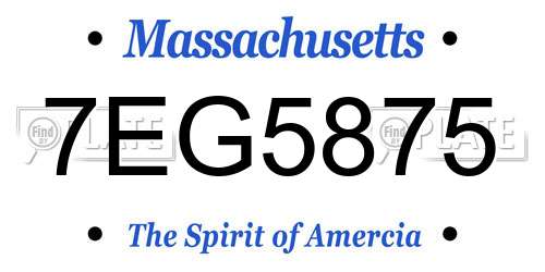 7EG5875 Massachusetts License Plate