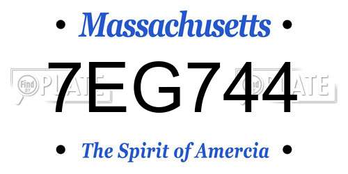 7EG744 Massachusetts License Plate