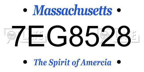 7EG8528 Massachusetts License Plate