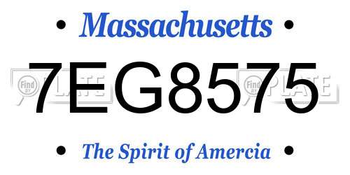 7EG8575 Massachusetts License Plate