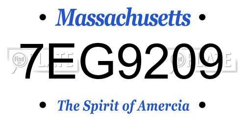 7EG9209 Massachusetts License Plate