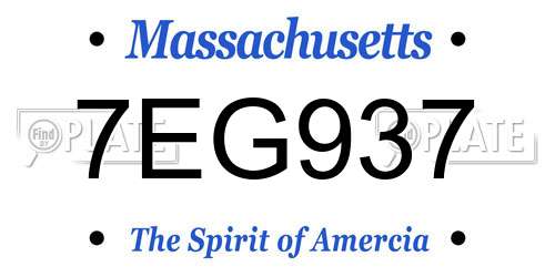 7EG937 Massachusetts License Plate