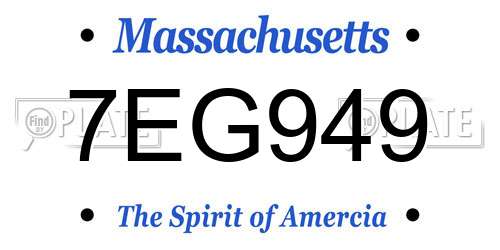 7EG949 Massachusetts License Plate