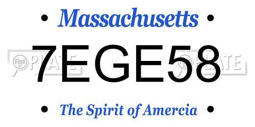7EGE58 Massachusetts License Plate