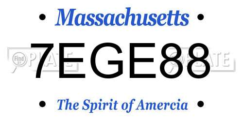7EGE88 Massachusetts License Plate