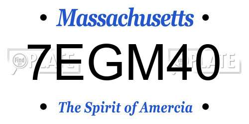 7EGM40 Massachusetts License Plate