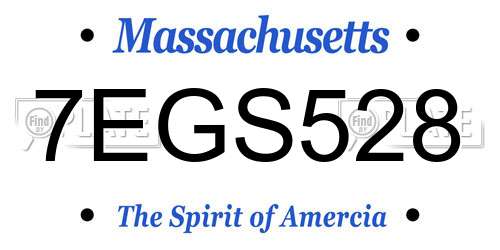 7EGS528 Massachusetts License Plate