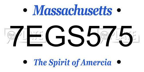 7EGS575 Massachusetts License Plate