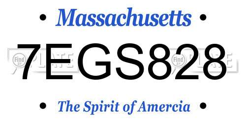 7EGS828 Massachusetts License Plate
