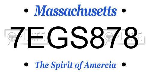7EGS878 Massachusetts License Plate