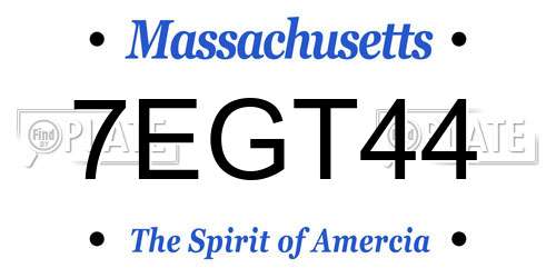 7EGT44 Massachusetts License Plate