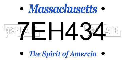 7EH434 Massachusetts License Plate