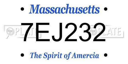 7EJ232 Massachusetts License Plate