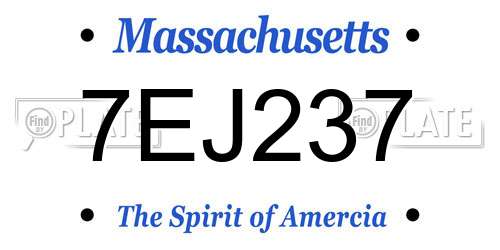 7EJ237 Massachusetts License Plate