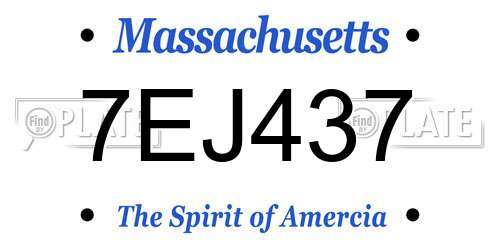 7EJ437 Massachusetts License Plate